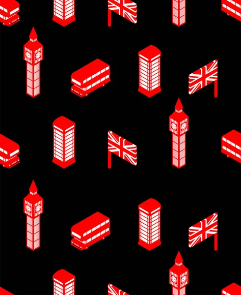 Лондонский Узор Швов Английское Происхождение Ориентир Лондона Икона Красный Двухэтажный — стоковый вектор