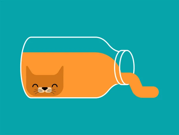 Γάτα Μέσα Στο Βάζο Απομονωμένη Γατάκι Μέσα Διαφανή Γυάλινη Κατσαρόλα — Διανυσματικό Αρχείο