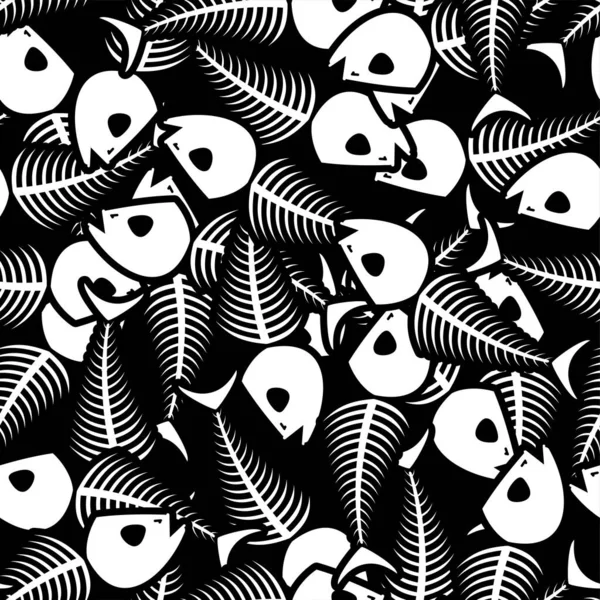 Візерунок Рибного Скелета Безшовний Тло Рибного Черепа Текстура Вектора — стоковий вектор