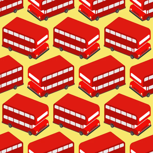 London Red Double Decker Bus Pattern Seamless Британский Автобусный Фон — стоковый вектор