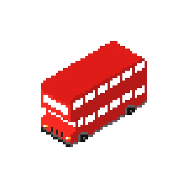 Londyn Red Double Decker Pixel Art Pixelated Znak Landmark Bitowa — Wektor stockowy