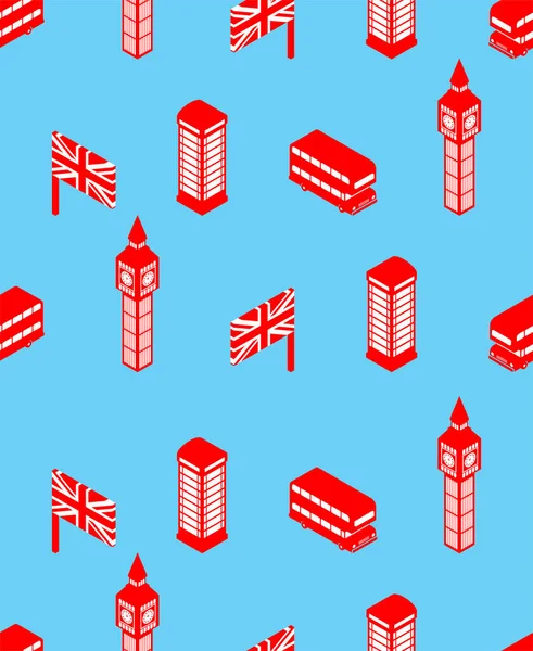Лондонский Узор Швов Английское Происхождение Ориентир Лондона Икона Красный Двухэтажный — стоковый вектор