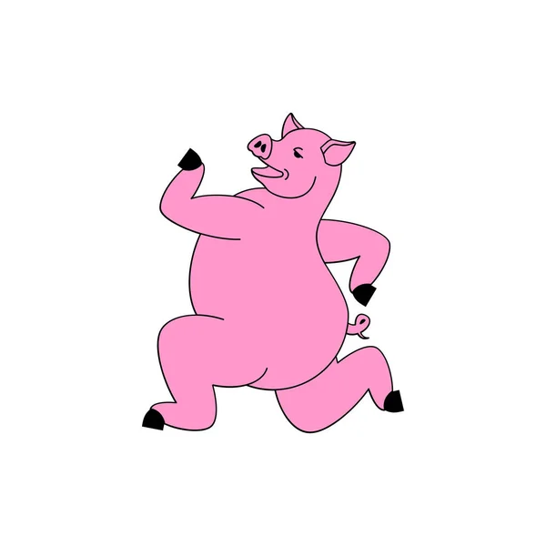 Running Pig Isolated Swine Run Vector Illustration — Stock Vector