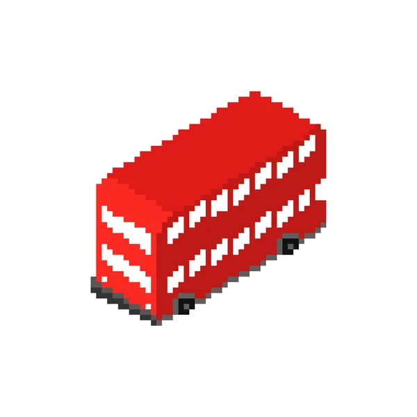 Londyn Red Double Decker Pixel Art Pixelated Znak Landmark Bitowa — Wektor stockowy