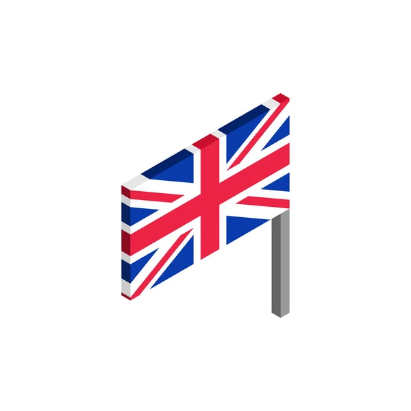 Britse Vlag Isometrische Geïsoleerd Pictogram Vlag Groot Brittannië — Stockvector