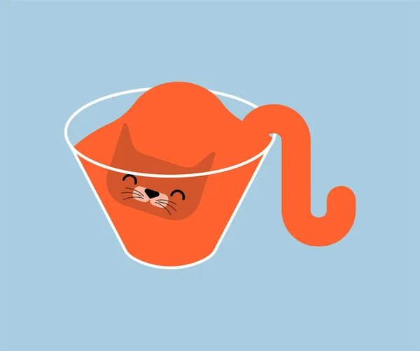 Kat Pot Geïsoleerd Kitten Binnenkant Transparant Glazen Pot — Stockvector