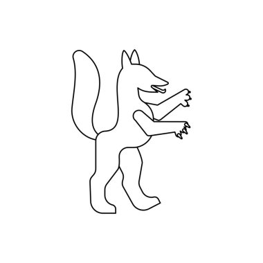 Tilki Heraldik hayvan doğrusal stili. Fantastik Canavar. Canavara karşılık arma. Heraldry tasarım ögesi