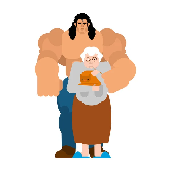 Пожилая Женщина Молодой Любовник Бабушка Молодая Женщина Молодой Мужчина Женщина — стоковый вектор