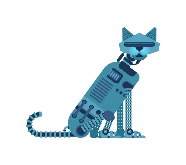 Gato Robot Gato Cyborg Mascota Robótica Hierro Ilustración Vectorial — Vector de stock