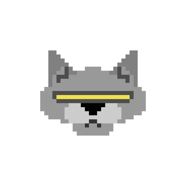 Robot Cat Pixel Art Bit Cyborg Cat Pixelated Robotic Iron — Stock Vector