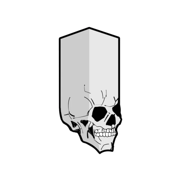 Cube Skull Isolated Square Skull Vector Illustration — Stock Vector