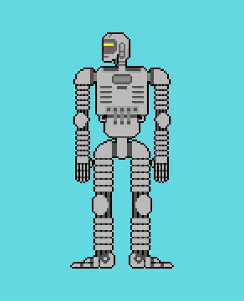 Roboter Pixelkunst Cyborg Bit Verpixelte Vektorillustration — Stockvektor