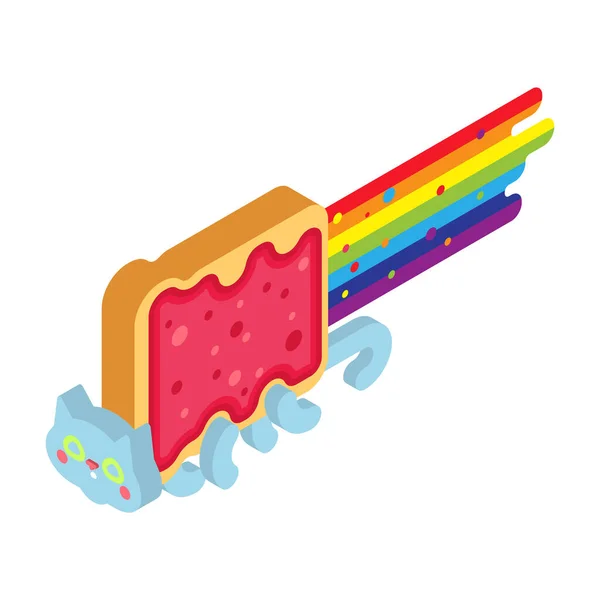 Regenbogenkatze Sandwich Isoliert Pet Vector Illustration — Stockvektor