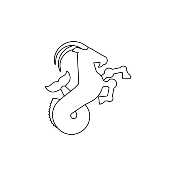 カプリコン ヘラルディック動物の線形スタイル ファンタスティック ビースト 紋章用モンスター 乾燥したデザイン要素 — ストックベクタ