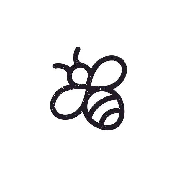 Cartoon Line Art Honey Bee Bumblebee Logo Applicato Arte Design — Vettoriale Stock