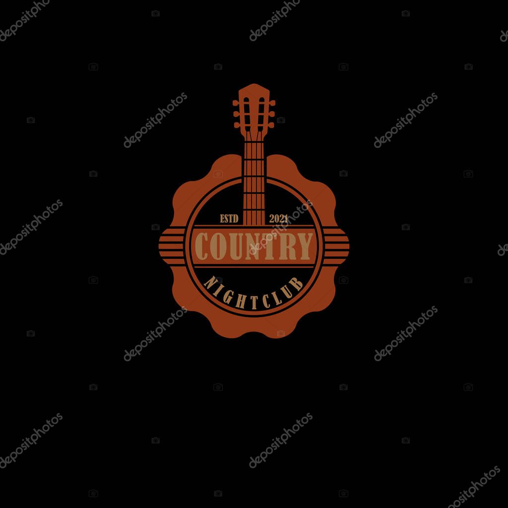 Country Nightclub Emblem Logo applied for western vintage retro salon bar.