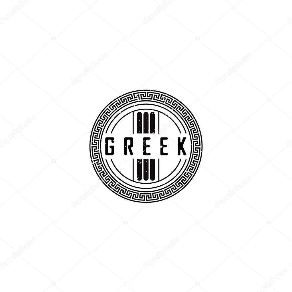 Vintage Greek Stamp Logo applied for company logo design inspiration.