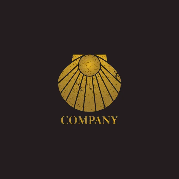 Golden Shell Logo Applied Jewelry Company Logo — Stock Vector
