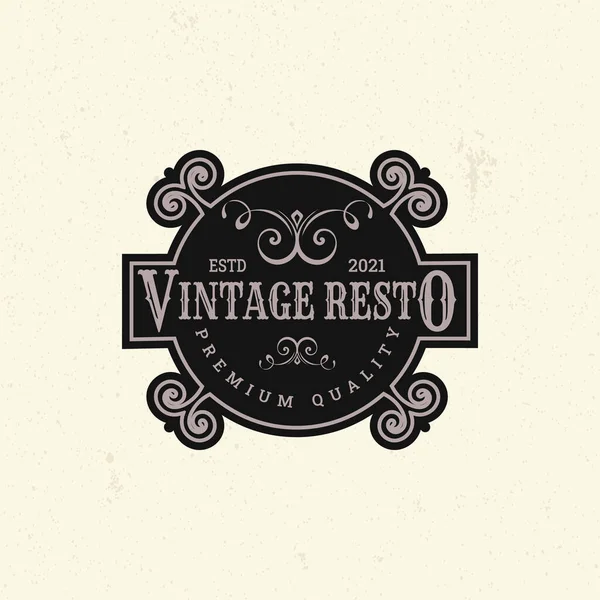 Vintage Κορδέλα Διακόσμηση Εστιατόριο Λογότυπο Έμπνευση Σχεδιασμού — Διανυσματικό Αρχείο
