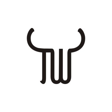 Simple Initial TW logo design inspiration with abstract bull ornament clipart