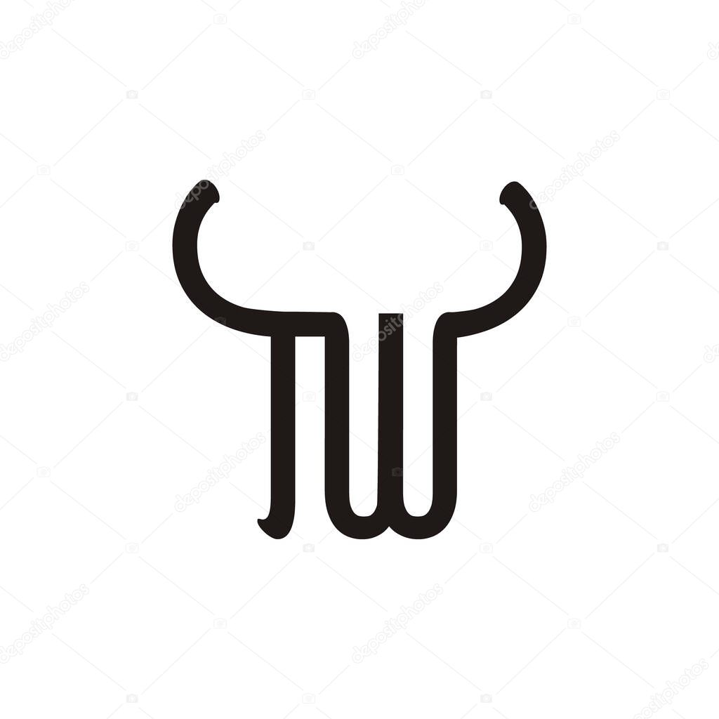 Simple Initial TW logo design inspiration with abstract bull ornament
