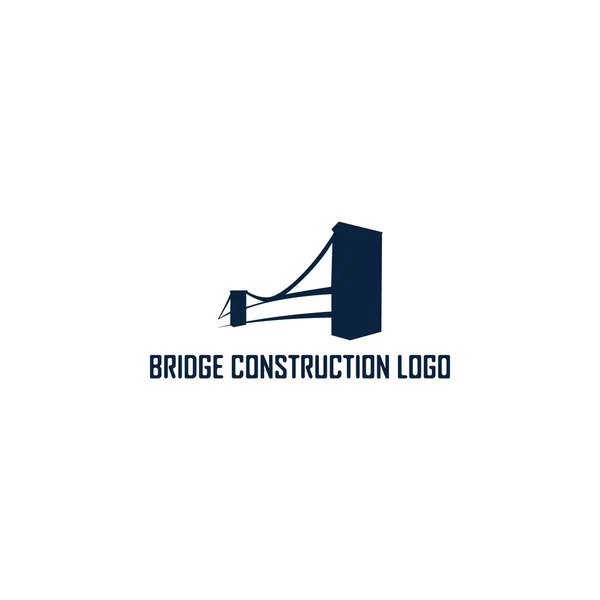 Vintage Bridge Und River Landscape Silhouette Ansicht Logo Design — Stockvektor