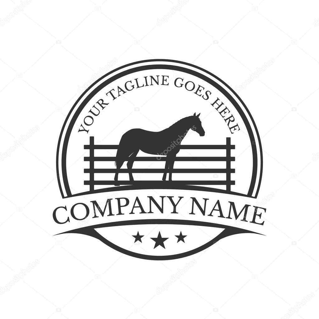 Farm, ranch logo, horse logo vector illustration design graphic, unicorn icon, vintage farm, and ranch logo