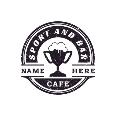Vintage Retro Sports Bar Cafe Taverna logo tasarımı için Kupa Birası İlham kaynağı
