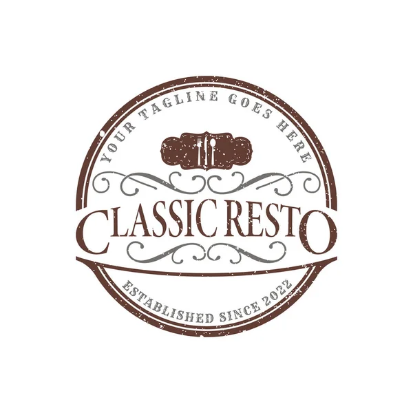 레스토랑 Knife Rustic Vintage Retro Logo Kitchen Food Menu Dish — 스톡 벡터