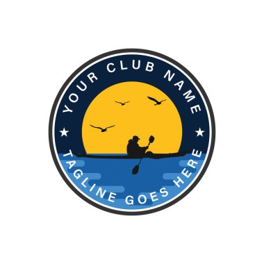 Kayık pedalı, nehir akıntısı kano logosu tasarımının silueti.