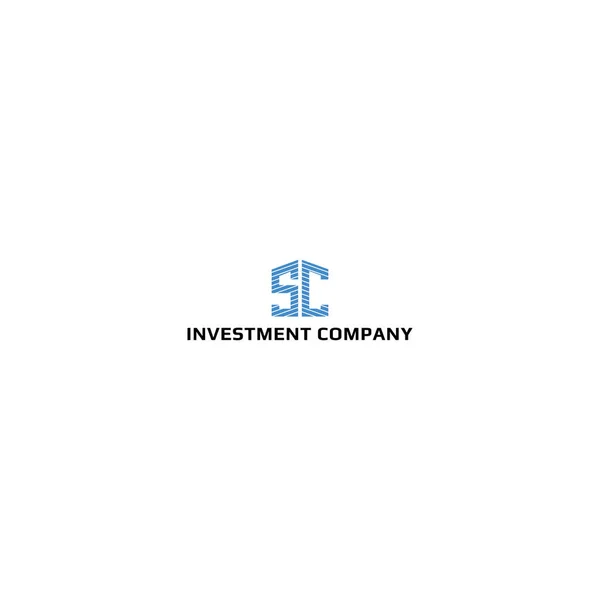 清洁的投资公司标志设计 灵感来源于抽象的首字母S和C 带有蓝色屋顶条 也适用于名称Sc或Cs的品牌 — 图库矢量图片