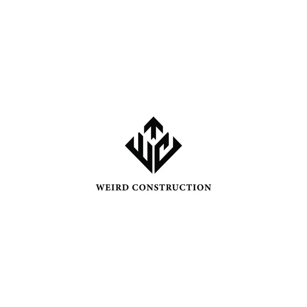 抽象的な初期文字WとCのロゴは 一般的な建設ロゴデザインのために適用される長方形の形で隔離された黒の色で 初期名WcまたはCwを有するブランドや企業にも適しています — ストックベクタ