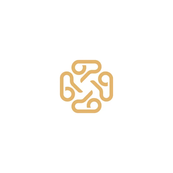 Astratto Iniziale Lettera Logo Colore Oro Isolato Sfondo Bianco Applicato — Vettoriale Stock