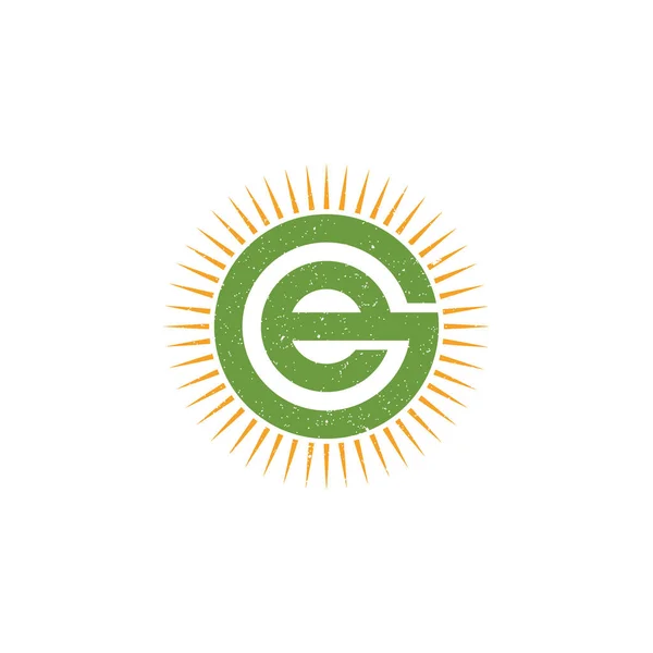 Abstrakter Anfangsbuchstabe Logo Grüner Und Gelber Farbe Isoliert Weißem Hintergrund — Stockvektor