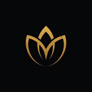 Meditasyon merkezi logosu için uygulanan siyah arka planda izole edilmiş altın rengi AM logosu aynı zamanda ilk adı MA olan markalar veya şirketler için de uygundur.