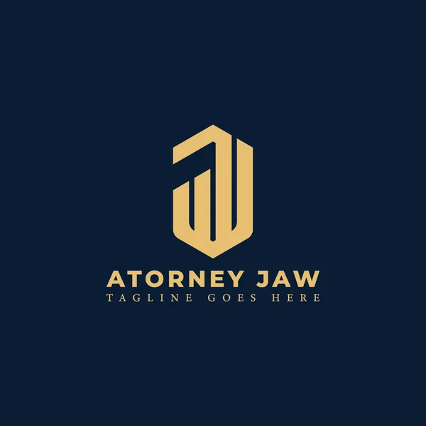 摘要海军背景中分离的金黄色首字母Aj或Ja标识 适用于律师事务所标识 也适用于原名Ja或Aj的品牌或公司 — 图库矢量图片