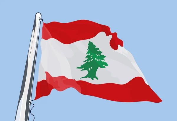 Lübnan Bayrağı Rüzgar Vektöründe Dalgalanıyor — Stok Vektör