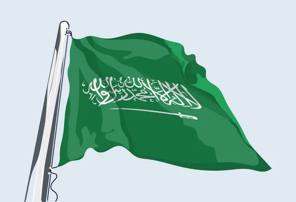 Flag Saudi Arabia Waving Wind Vector — Stock Vector