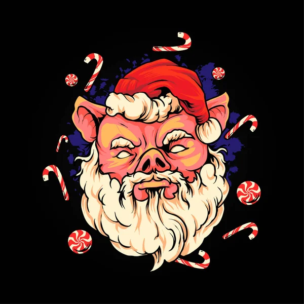 Piggy Santa Claus Vetor Prémio Ilustração — Vetor de Stock