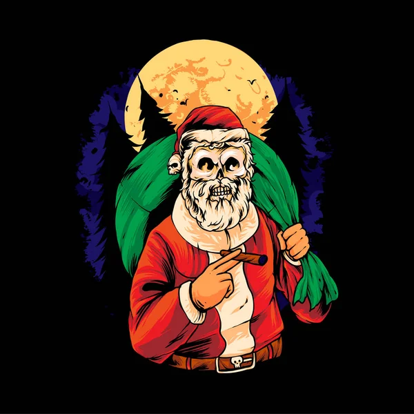 Crânio Santa Claus Ilustração Prémio Vetor — Vetor de Stock