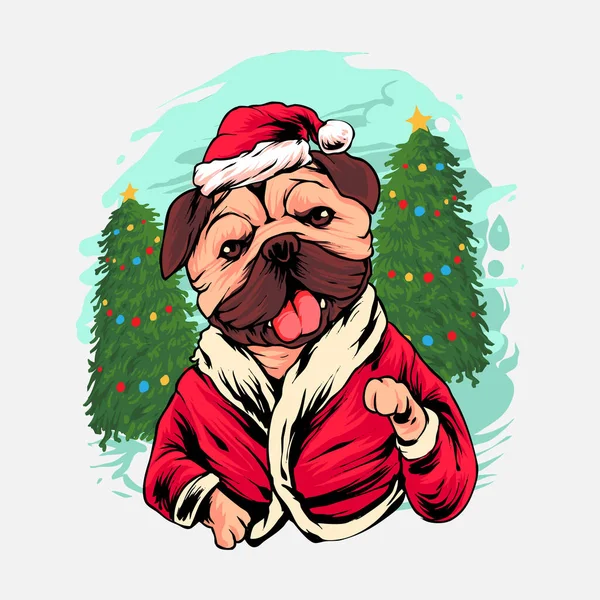 Pug Cão Natal Ilustração Premium Vetor Ilustrações De Stock Royalty-Free