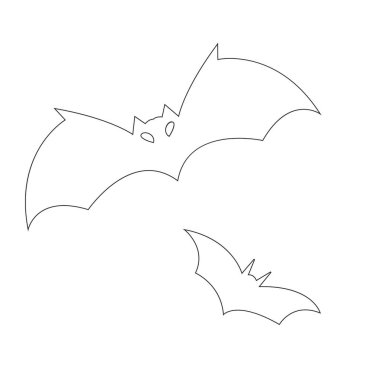 İki yarasa silueti. Cadılar Bayramı. Doodle tarzı. Vektör stok illüstrasyonu beyaz arkaplanda izole edildi.
