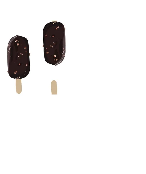 Schokoladenglasiertes Eis Mit Nüssen Bestreut Auf Einem Stock Nahtloses Muster — Stockvektor