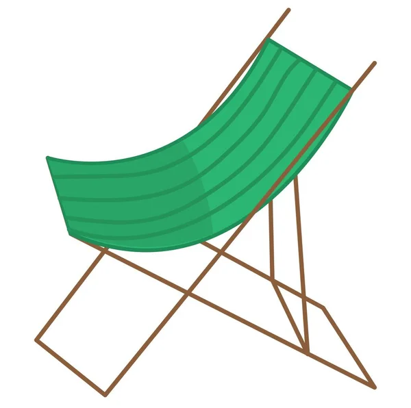 Chaise Inclinable Plage Avec Tissu Vert Illustration Vectorielle Isolée Sur — Image vectorielle