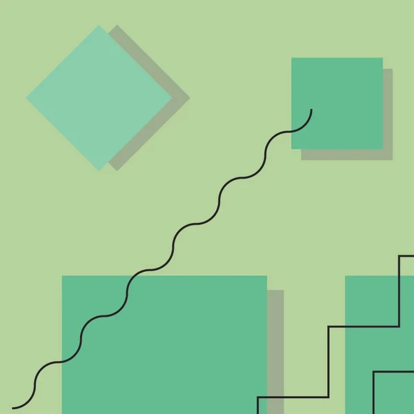 Grüne Quadrate Zickzacklinien Und Mäandernde Linien Auf Hellgrünem Hintergrund Nahtloses — Stockvektor