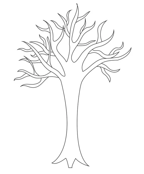Δέντρο Κλαδιά Στυλ Doodle Εικονογράφηση Διανύσματος Απομονωμένη Λευκό Φόντο — Διανυσματικό Αρχείο