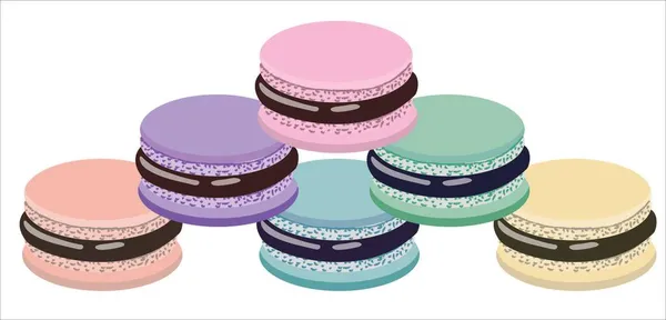 Macaron Gâteaux Meringues Sucrés Multicolores Illustration Vectorielle — Image vectorielle