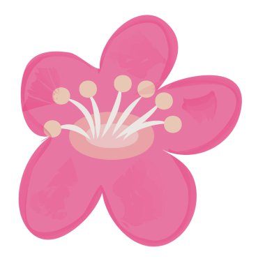 Beş yapraklı büyük kırmızı bir çiçek. Vektör stok illüstrasyonu beyaz arkaplanda izole edildi.