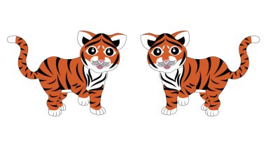 Çin kaplanı. Vektör stok illüstrasyonu beyaz arkaplanda izole edildi.