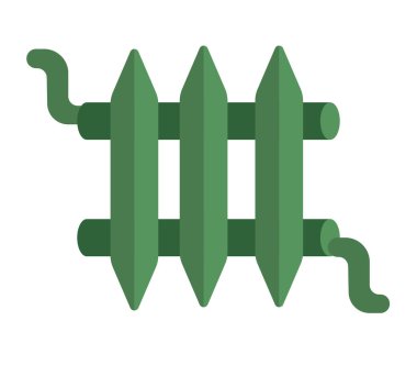 Radyatör bataryası. Ev ısıtması için tesisat ekipmanı. Vektör stok illüstrasyonu beyaz arkaplanda izole edildi.